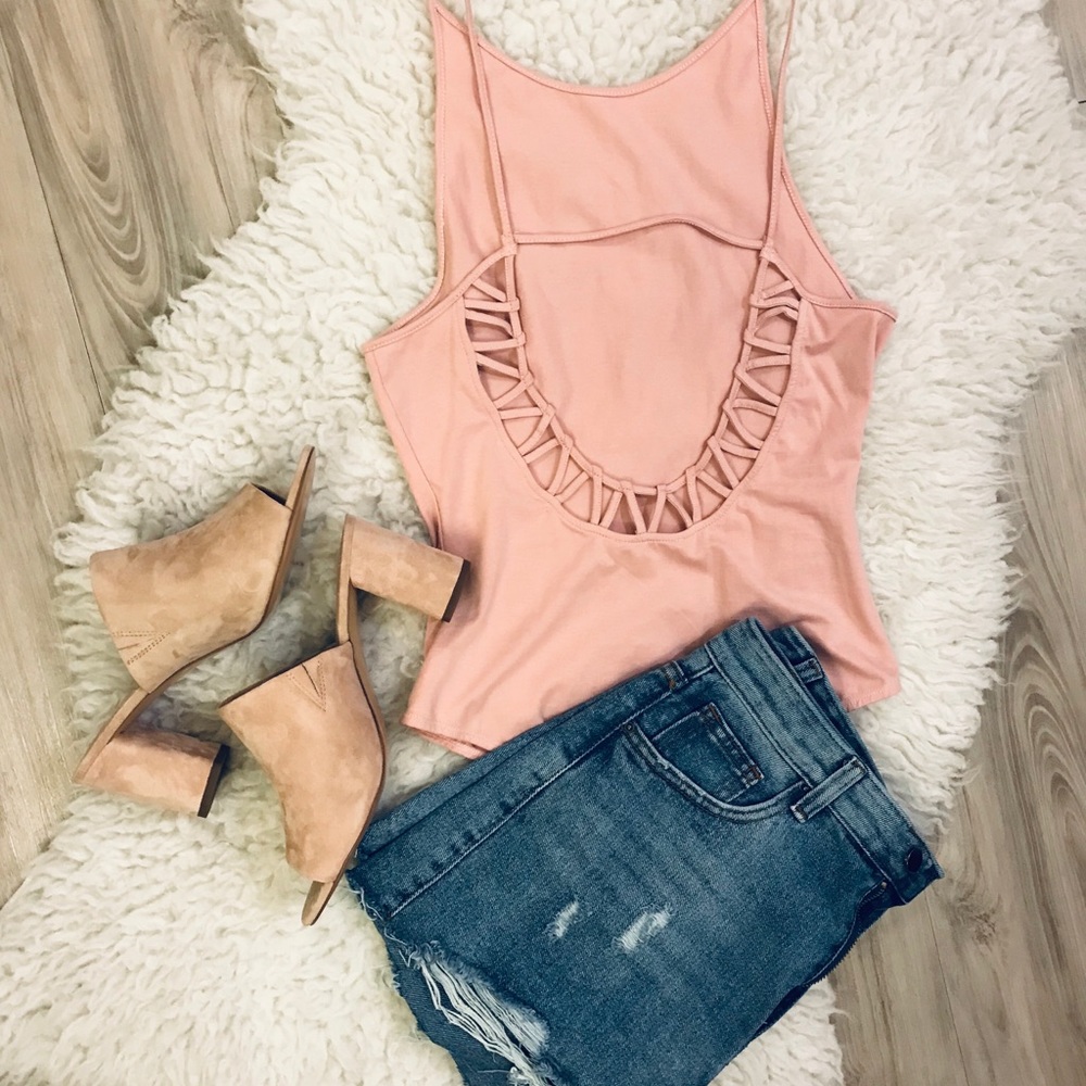 LA Hearts Backless Bodysuit (Pink)